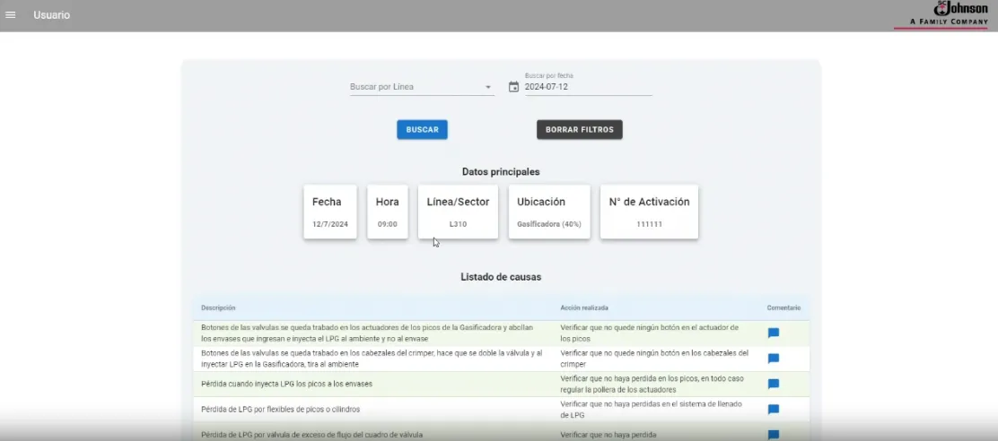 Preview de Reportes de alarmas para Sc Jhonson